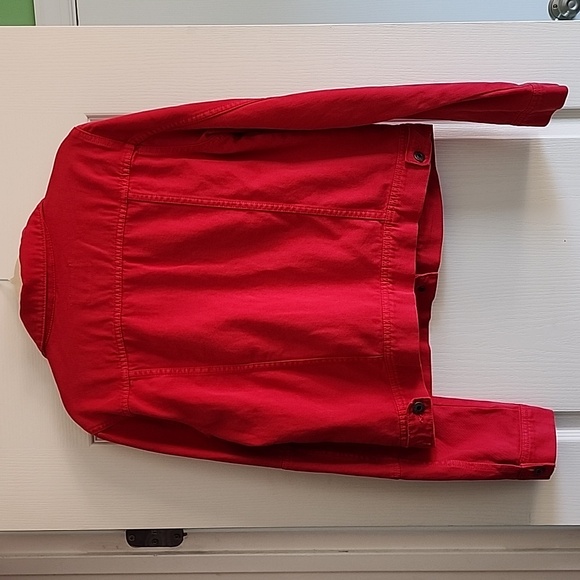 We The Free People Rumors Red Denim Jacket Size L NWT! color: strawberry fields - Picture 14 of 16